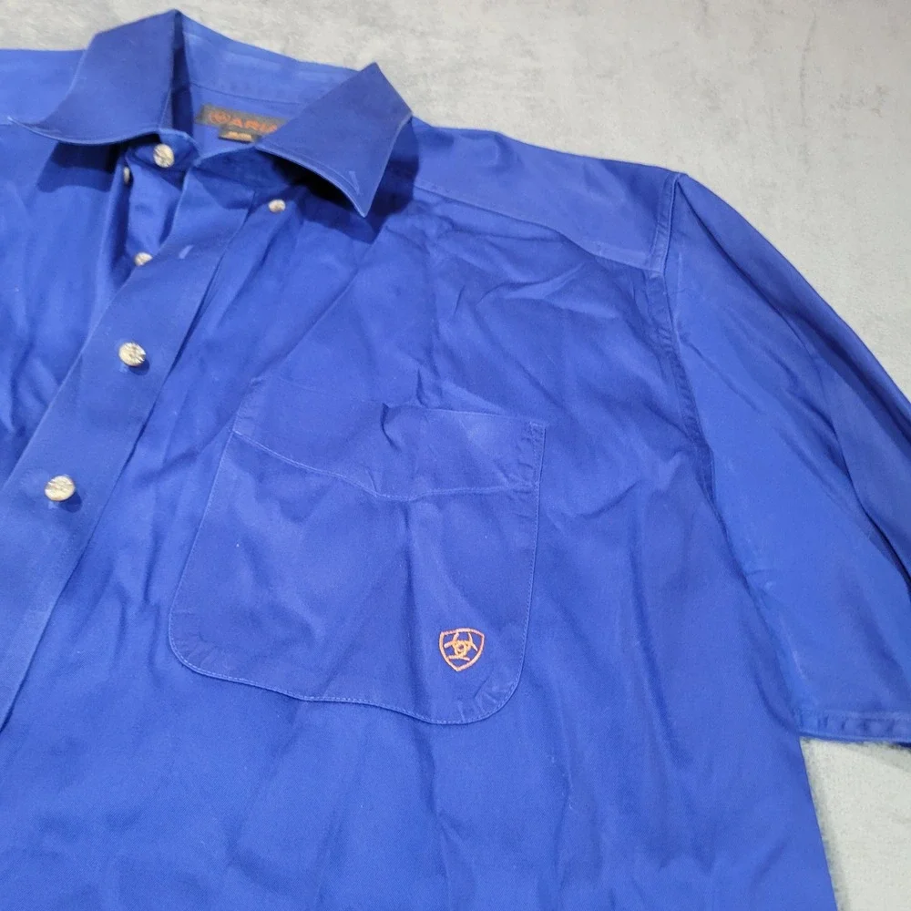 Ariat Button Down Shirt Mens XXL Blue Solid Long Sleeve Western‎ Work 10006660